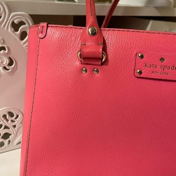 Kate Spade Neon Coral Pink Leather Tote - Picture 6 of 16
